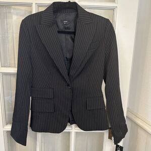 NWT Pinstripe Blazer Women's 7/8 Black White